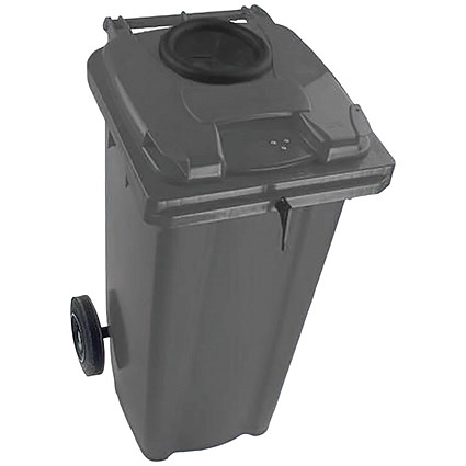 2Work Wheelie Bin 120 Litre with Bottle Bank and Lock Grey