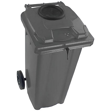 2Work Wheelie Bin 240 Litre with Bottle Bank and Lock Grey