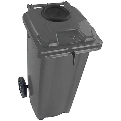 2Work Wheelie Bin 360 Litre with Bottle Bank and Lock Grey
