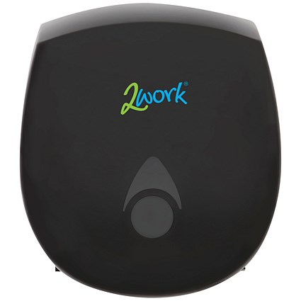2Work Recycled Mini Jumbo Toilet Roll Dispenser, Black