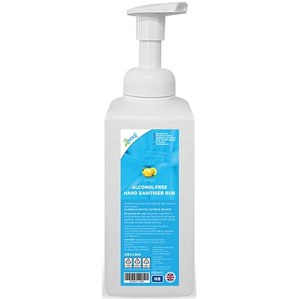 2Work Alcohol-Free Foaming Hand Sanitiser Rub, 600ml Bottle