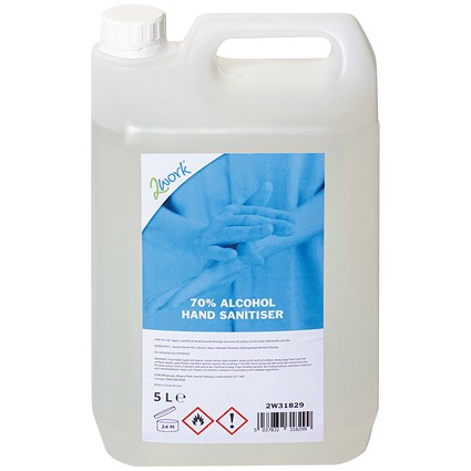 2Work 70 Percent Alcohol Hand Sanitiser Gel - 5 Litres