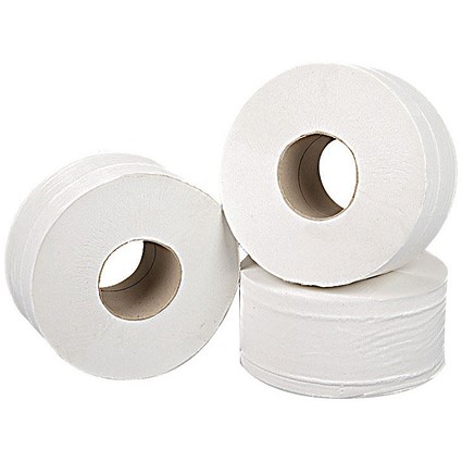 2Work Mini Jumbo Toilet Roll, 2-Ply, Pack of 12 2Work Mini Jumbo Toilet Roll, 2-Ply, Pack of 12