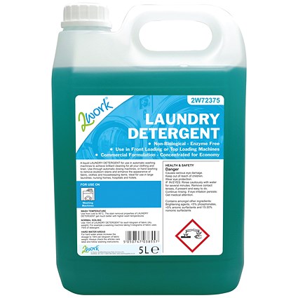 2Work Non-Bio Laundry Detergent, 5 Litres