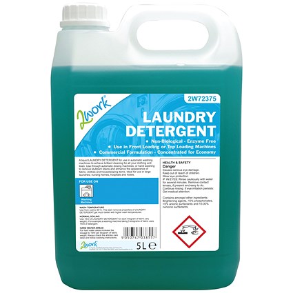 2Work Non-Bio Laundry Detergent, 5 Litres 2Work Non-Bio Laundry Detergent, 5 Litres