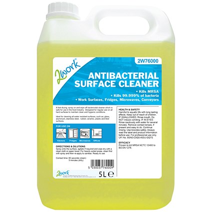 2Work Antibacterial Surface Cleaner, 5 Litres 2Work Antibacterial Surface Cleaner, 5 Litres