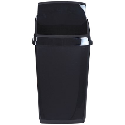 2Work Swing Top Bin 30 Litre Capacity Black