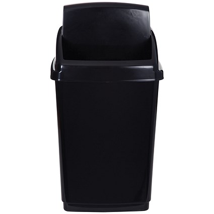 2Work Swing Top Bin, 50 Litre, Black