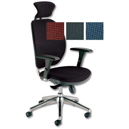 Adroit Lorraine Task Armchair Headrest Mesh Back H760mm W500xD470xH420-490mm Black