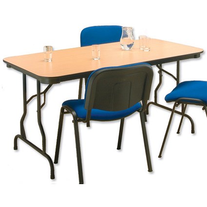 Influx Folding Table with Tubular Frame and Woodgrain Finish W1526xD764xH740mm Beech