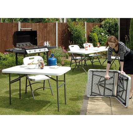 Trexus Table Bi-folding Rectangular Portable Polyethylene Under 18kg W1829xD762xH743mm Grey