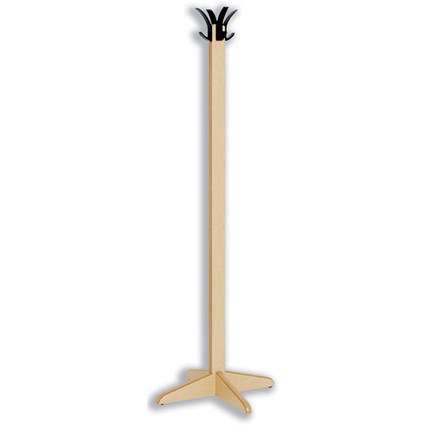 Acorn Lunar Hat and Coat Stand with Strong Hooks H1550mm Maple Maple