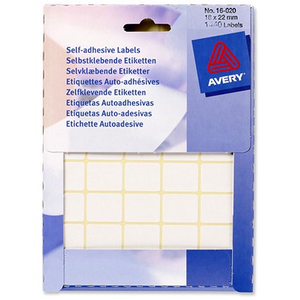 Avery Wallet of Labels 22x18mm White Ref 16-020 [1440 Labels]