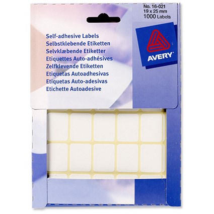 Avery Wallet of Labels 25x19mm White Ref 16-021 [1000 Labels]