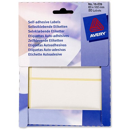 Avery Wallet of Labels 102x63mm White Ref 16-039 [80 Labels]