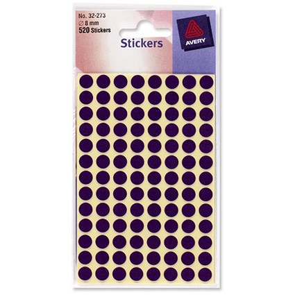 Avery Packets of Labels Diam.8mm Purple Ref 32-273 [10x520 Labels]