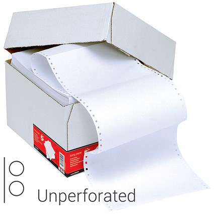 5 Star Computer Listing Paper, 2 Part, 11 inch x 368mm, Unperforated, Plain White, Box (1000 Sheets)