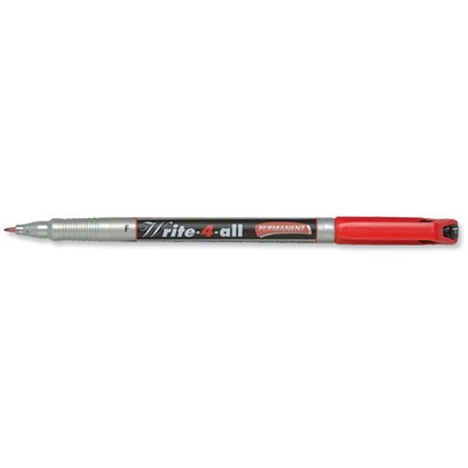 Stabilo Write-4-all Permanent Marker Pen / Waterproof / Red / Pack of 10