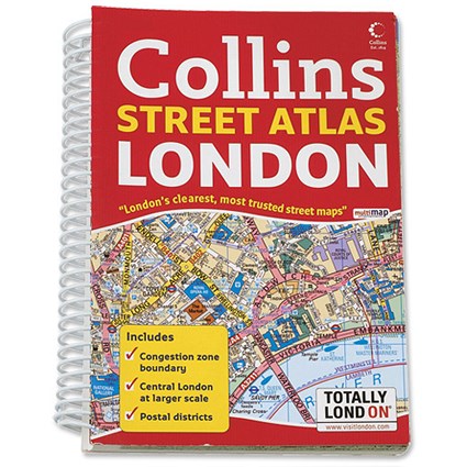 Collins London Street Finder Featuring One-way Streets Spiral Bound W134xH198mm