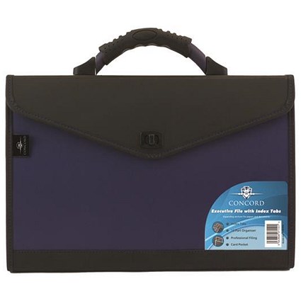 Concord Expanding Organiser File, Polypropylene, 13-Part, Foolscap, Blue & Black