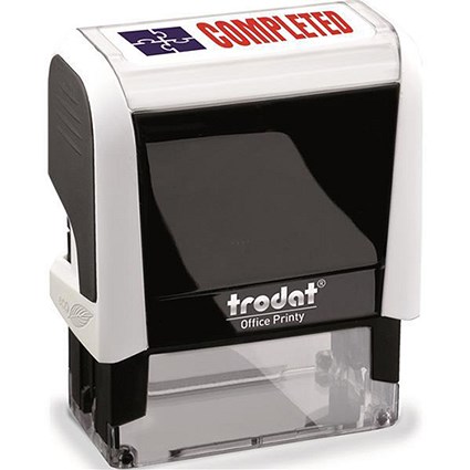 Trodat Office Printy Self-inking Stamp / "Completed" / Reinkable / Red & Blue