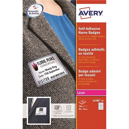 Avery Laser Name Badge Labels, Self-adhesive, 80x50mm, Red Border, L4786-20, 200 Labels
