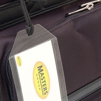 Masters Luggage Tags Plastic Self-adhesive Pre-punched with Straps [Pack 10]