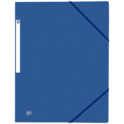 Oxford Elasticated Folders, 3-Flap, Foolscap, Blue, Pack of 10