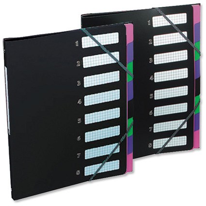 Elba Organiser File 8-Part Indexing Polypropylene A4 Black