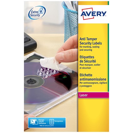 Avery Anti-Tamper Laser Labels, 48 per Sheet, 45.7x21.2mm, L6113-20, 960 Labels