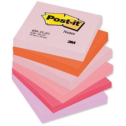 Post-it Colour Notes / 76x76mm / Joyful Colours Palette / Pack of 12 x 100 Notes