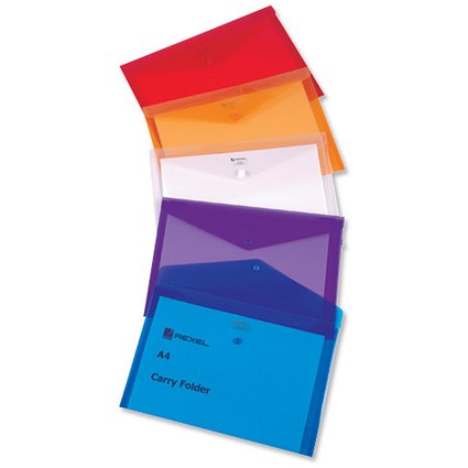 Rexel Carry Folder Polypropylene A4 Translucent Assorted [Pack 5]