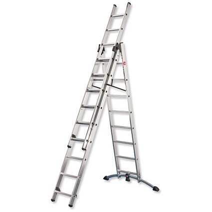 Combi Ladder / 3 Section / Capacity 150kg / Rungs 2x9 / 1x8 / H6.7m