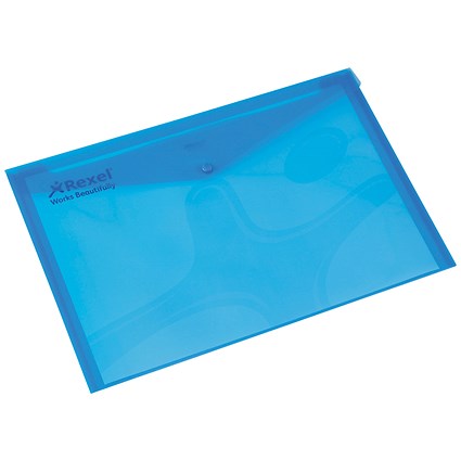 Rexel A4 Popper Wallet Folders, Blue, Pack of 5