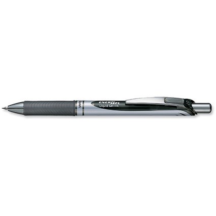Pentel Energel Xm Gel Pen Retractable 0.7mm Tip 0.35mm Line Black [Pack 12]