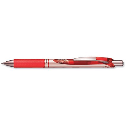 Pentel Energel Xm Gel Pen Retractable 0.7mm Tip 0.35mm Line Red [Pack 12]