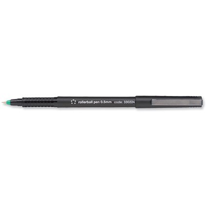 5 Star Rollerball Pen Fine 0.5mm Tip 0.3mm Line Green [Pack 12]