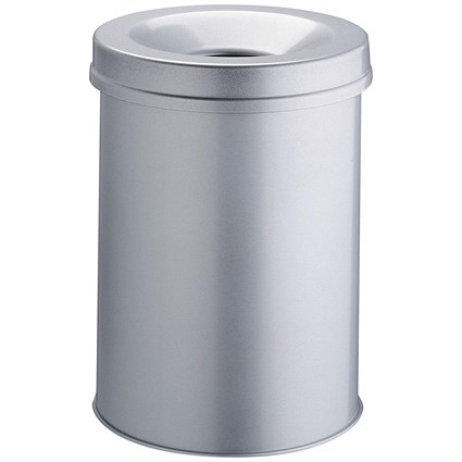 Durable Fire Extinguishing Metal Waste Bin, TUV Certified, 30L, Grey Durable Fire Extinguishing Metal Waste Bin, TUV Certified, 30L, Grey