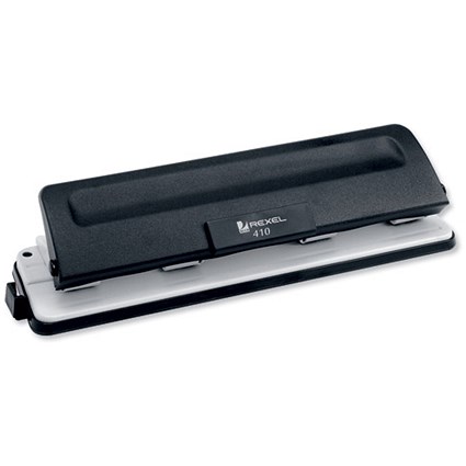 Rexel 410 Punch 4-Hole Metal with Plastic Base Capacity 16x 80gsm Black and Grey