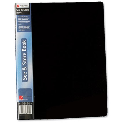 Rexel See and Store Book with Full-length Spine Ticket 10 Pockets A4 Black