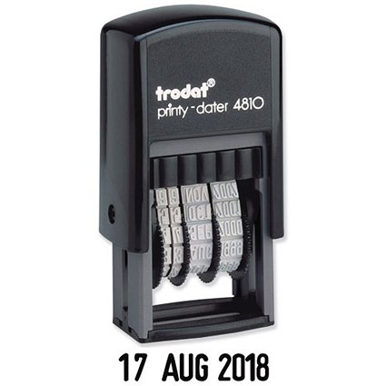 Trodat Printy 4810 Budget Self-inking Mini Dater Stamp - Black