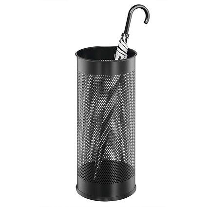 Durable Metal Umbrella Stand, 28.5 Litre, Round, Black