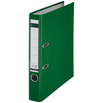 Leitz A4 Lever Arch Files, 50mm Spine, Plastic, Green, Pack of 10