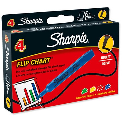 Sharpie Flipchart Marker / Water-based Ink / Assorted Colours / Pack of 4