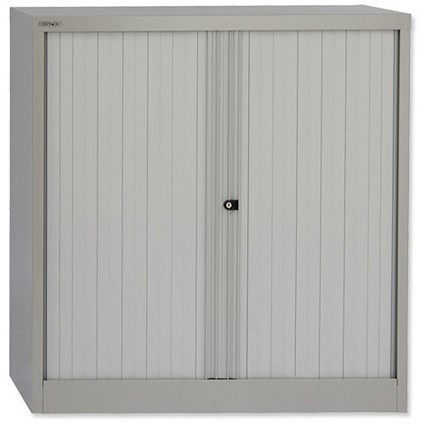 Bisley Medium Low Steel Tambour Cupboard - Grey