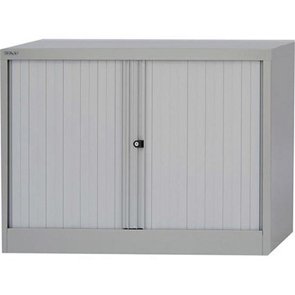Bisley Steel Tambour Cupboard / Low / Grey