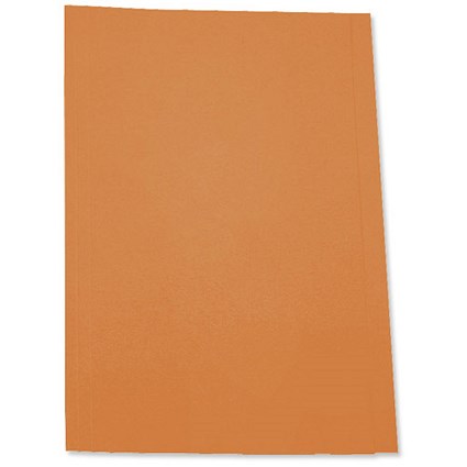 5 Star Square Cut Folder Recycled Pre-punched 180gsm Foolscap Orange [Pack 100]