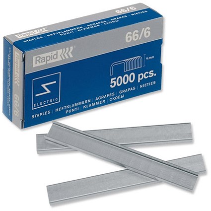 Rapid 66/6 Strong Staples 6mm Shank Length [for 90EC 100E 105E 106E] [Pack 5000]