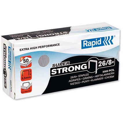 Rapid 26/8 Staples Cobra Grip X-Ray 8mm shank length [Pack 5000]