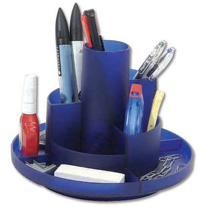 Alba Desktop Organiser Rotating 2 Large and 7 Small Compartments Frost Blue